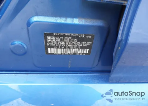 2016 Subaru Wrx из США, поврежденный, VIN JF1VA1B62G9825723